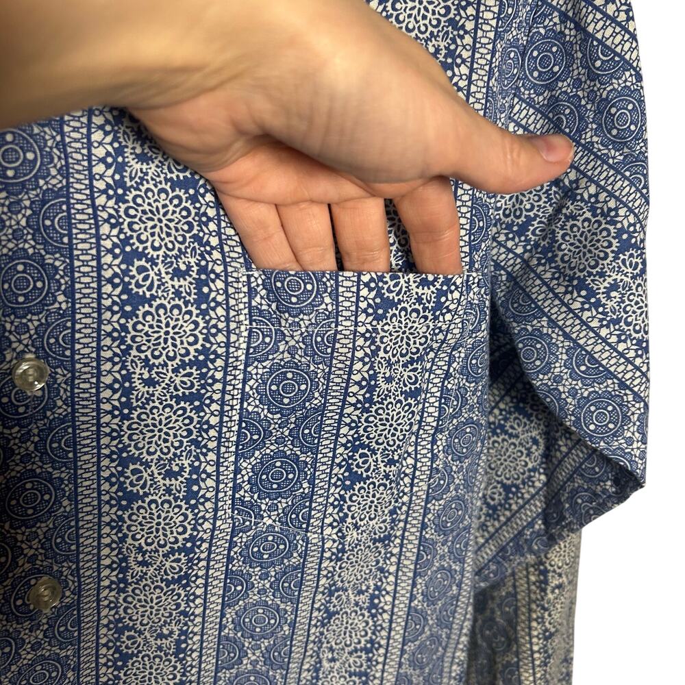 Vtg Sands Point Blue White Medallion Print Size 1… - image 6